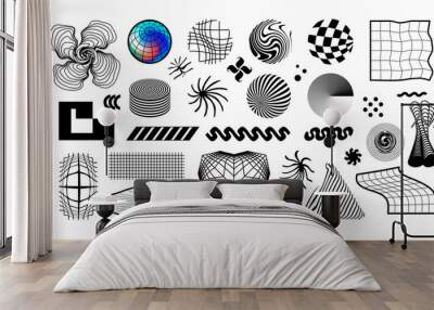 Set of random abstract vector geometric shapes and objects  Wall mural