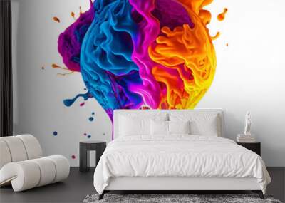 a colorful glowing idea bulb lamp, isolated design element on transparent background, visualization  Wall mural