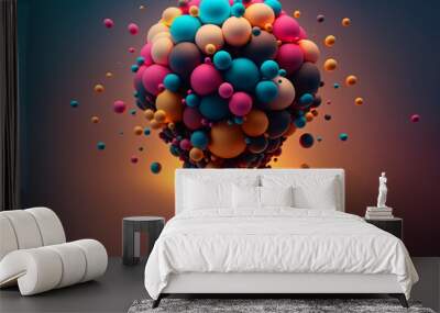 a colorful glowing idea bulb lamp, visualization of brainstorming, bright idea and creative thinking Wall mural