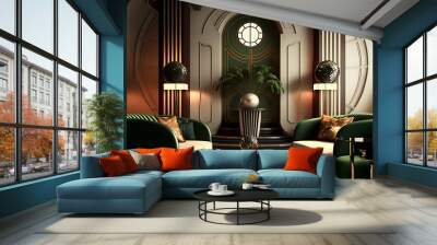 luxury hotel room, art deco interior, fictional interior created with generative ai Wall mural