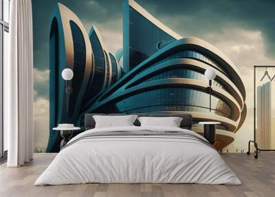 modern and futuristic organic architecture concept, fictional architecture created with generative ai Wall mural