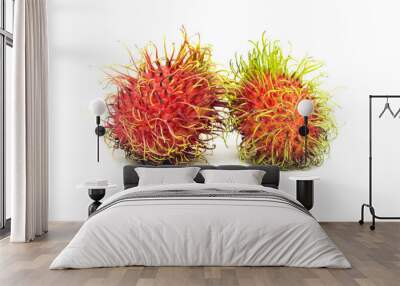 Rambutan is a fruit with sweet red shell Wall mural