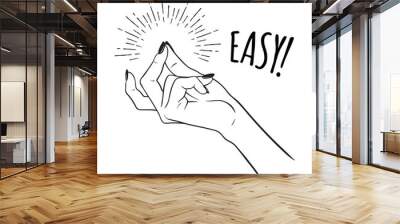 Hand drawn female hand with snapping finger gesture. Flash tattoo, blackwork, sticker, patch or print design vector illustration. Wall mural