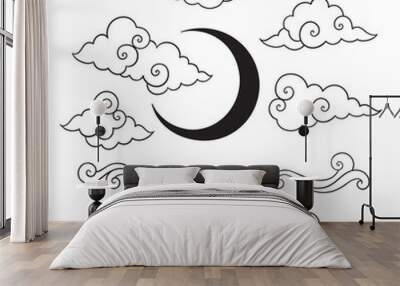 Set of traditional oriental clouds ornament vector isolated elements collection Wall mural