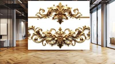 golden ornament frame and corner design.  generative AI Wall mural