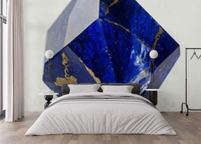 a single lapis lazuli crystal is featured on a pure wh background Wall mural