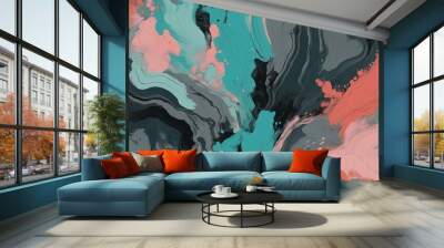 abstract color palette wallpaper with aqua blue coral background Wall mural