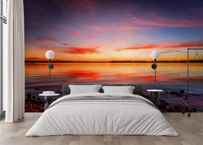 sunset over thunderbird lake Wall mural