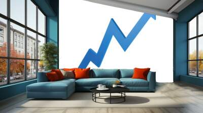 Simple blue arrow showing upward trend, stock investment concept, isolated on transparent background, Generative AI Wall mural