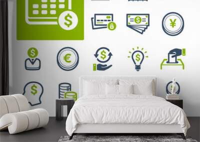 A selection of icons related to Finance, Banking and Currency (Part 2). Wall mural