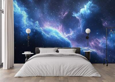 3D illustration featuring a cartoon rendering of a space nebula suitable for science research and education projects Wall mural