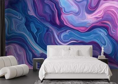 Abstract hand drawn seamless pattern of fluid wavy marble design in a 3D cartoon style resembling batik Wall mural