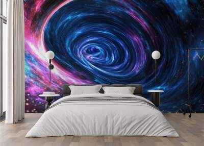 Abstract new age space background intergalactic highway space travel in 3D cartoon rendering Wall mural