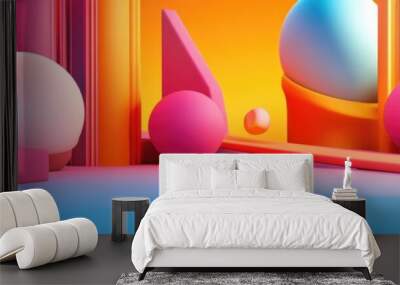 Abstraction composition in a 3D cartoon rendering Wall mural