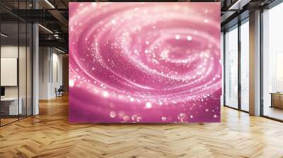 Beautiful abstract pink shiny background featuring a spiral galaxy and glitter in a 3D cartoon rendering Wall mural