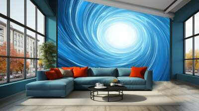 Blue abstract spiral background with a bright center created in 3D cartoon rendering suitable for brochure book cover or web design Wall mural