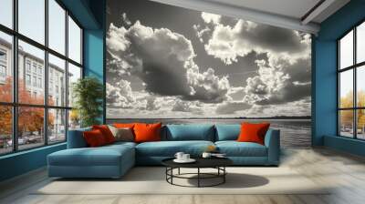 Monochrome sky view at the shore Wall mural