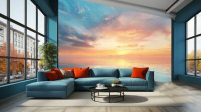 Morning sunrise with horizon sky sunset Wall mural