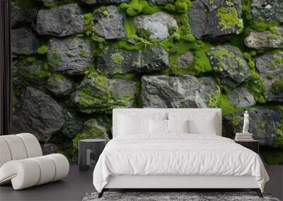 Mossy stone wallpaper in various colors Wall mural