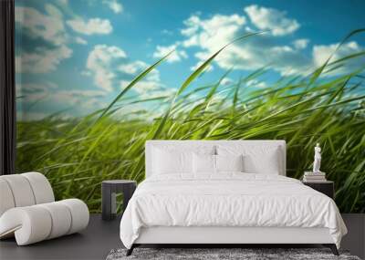 Nature s green grass sways in the wind Wall mural