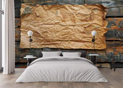 Paper on aged wooden surface Wall mural