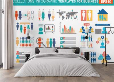 Collection of infographic people  elements for business.Vector illustration Wall mural