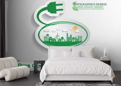 Ecology connection  concept background . Vector infographic illu Wall mural