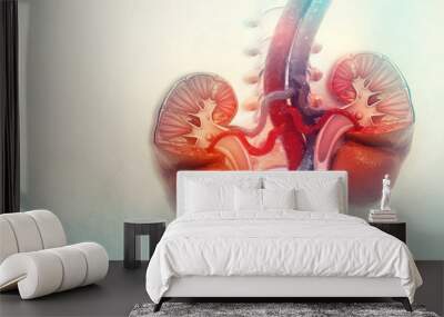 Human kidney cross section on scientific background Wall mural