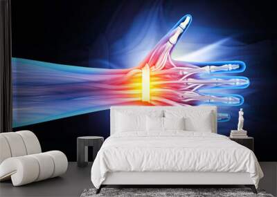 Wrist bones injury, wrist pain, 3d illustration Wall mural