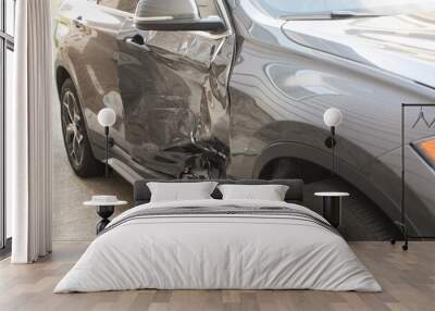 damaged car after collision Wall mural