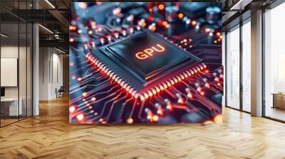 GPU Graphic Processing Unit chip with circuit board  Wall mural