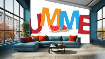 3D summer banner logo or label design, vector illustration Wall mural