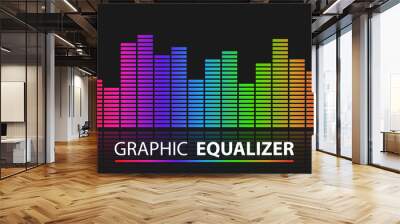 Colorful graphic equalizer abstract background, vector illustration Wall mural