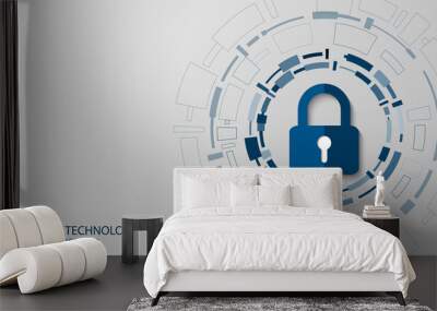 Cyber technology security, network protection background design, vector illustration Wall mural