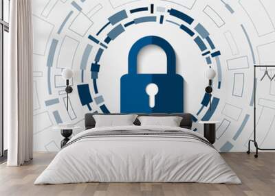 Cyber technology security, network protection background design, vector illustration Wall mural