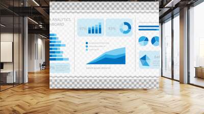 Virtual screen showing data analytics statistics chart dashboard, vector illustration Wall mural