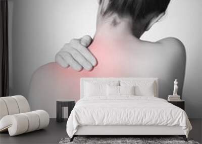 Woman with back pain Wall mural