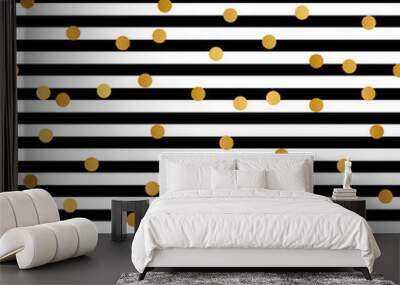 Gold Dots Pattern Design with Black and White Background Wall mural