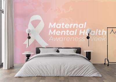 Pastel Pink Maternal Mental Health Awareness Week Background Illustration Wall mural