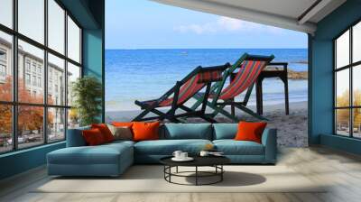 two beach chair on the beach Wall mural