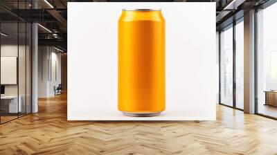 A can and a glass of orange juice, with the bottle on a white background,  Wall mural