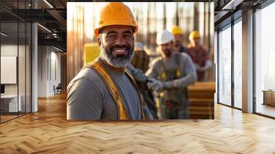 A supportive veteran construction worker training programs image, showing veterans being trained in construction techniques, with hands-on learning and mentorship,  Wall mural