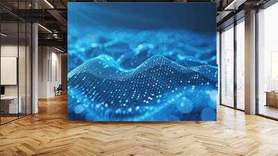 Abstract technology background, big data digital line wave  Wall mural