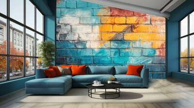 Artistic brick wall texture - Featuring brick walls with unique, artistic textures, including graffiti, murals, or custom finishes, ideal for creative spaces or as a backdrop for visual projects. Wall mural