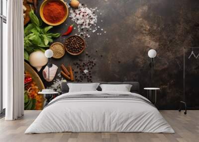 Asian food background with various ingredients  Wall mural