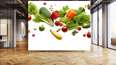 Big set falling vegetables and fruits isolated on transparent background,PNG image. Wall mural