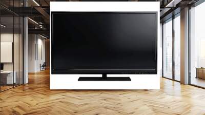 Black LED tv television screen blank isolated on transparent and white background.PNG image. Wall mural