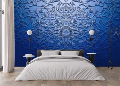 Blue abstract background with intricate Islamic art Wall mural