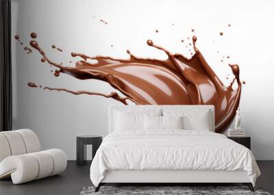 chocolate splash isolated on transparent and white background.PNG image.	 Wall mural