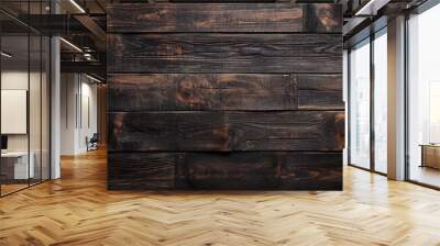 Dark wooden planks with rich, textured grain Wall mural